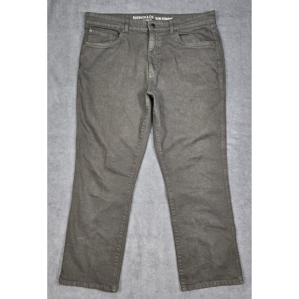 Roebuck & Co Slim Straight Jean Mens 36x30 (38" mes.) Gray Stretch Workwear - Picture 2 of 14